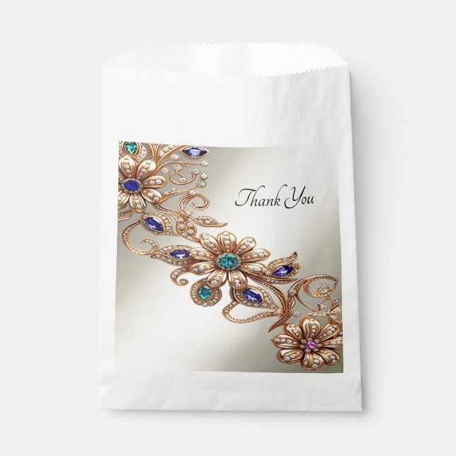 Elegante Gold Jewel Blume bevorzugen Tasche Geschenktütchen (Vorderseite)