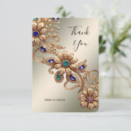 Elegante Gold Jewel Blume Danke Karte