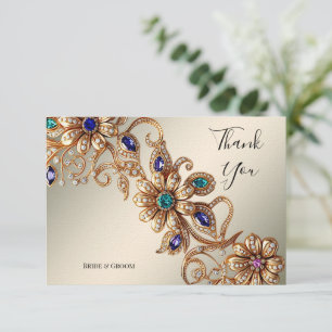 Elegante Gold Jewel Blume Danke Karte