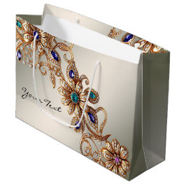 Elegante Gold Jewel Blume Geschenktasche Große Geschenktüte