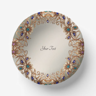 Elegante Gold Jewel Blume Pappteller