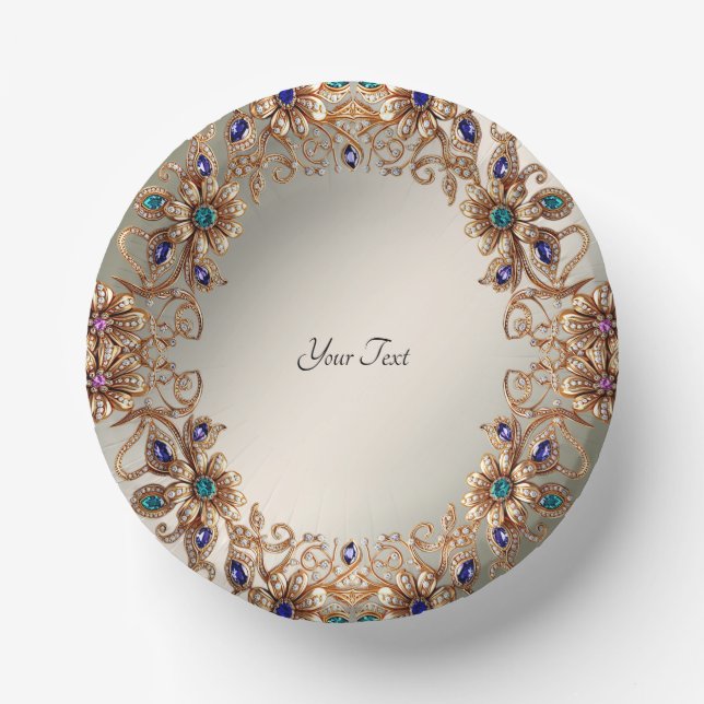 Elegante Gold Jewel Blume Pappteller (Vorderseite)