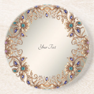 Elegante Gold Jewel Blume Sandstone Untersetzer
