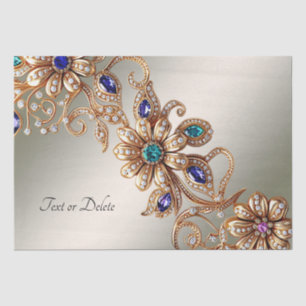 Elegante Gold-Juwel Blumen Seidenpapier