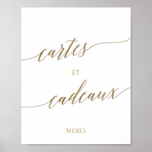 Elegante Gold-Kalligrafie Cartes et Cadeaux Poster