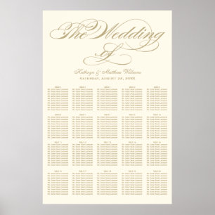 Elegante Gold-Kalligrafie Elfenbein-Hochzeitssitzp Poster