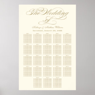Elegante Gold-Kalligrafie Elfenbein-Hochzeitssitzp Poster