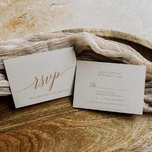 Elegante Gold-Kalligrafie Elfenbein Song RSVP Kart Karte