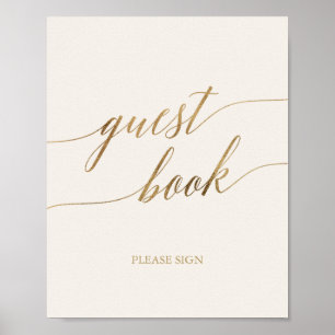 Elegante Gold-Kalligrafie   Elfenbeinernes Gästebu Poster