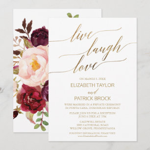Elegante Gold-Kalligrafie   Florales Lebe Lache Li Einladung