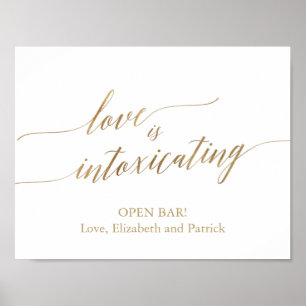 Elegante Gold-Kalligrafie-Liebe beraubt Poster