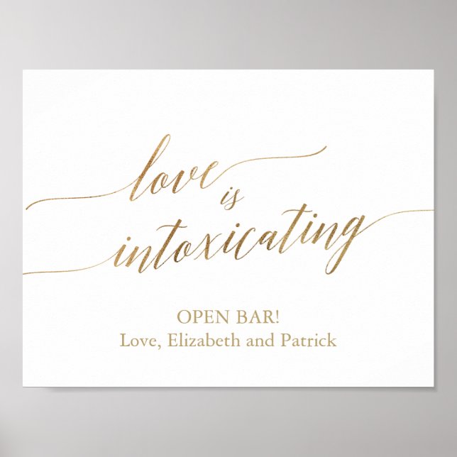 Elegante Gold-Kalligrafie-Liebe beraubt Poster (Vorne)