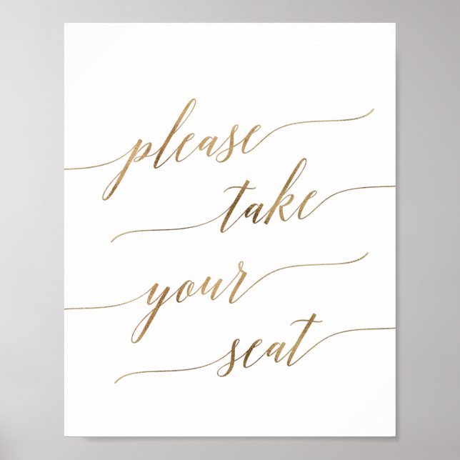Elegante Gold-Kalligrafie nimmt Ihr Sitzzeichen ei Poster (Vorne)