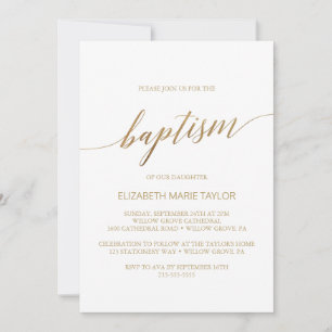 Elegante Gold-Kalligrafie-Taufe Einladung