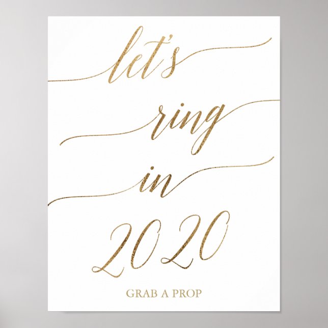 Elegante Gold-Kalligraphie: 2020 losgehen Poster (Vorne)