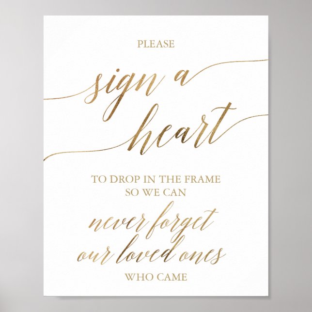 Elegante Gold Kalligraphie Bitte unterschreiben Si Poster (Vorne)