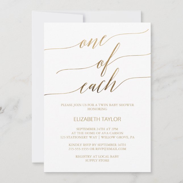 Elegante Gold-Kalligraphie eines jeden Babyduscher Einladung (Vorderseite)