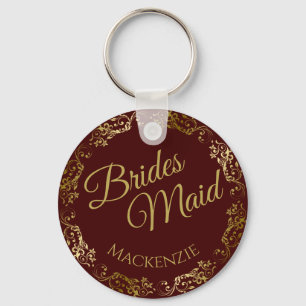 Elegante Gold Lace on Auburn Bridesmaid Wedding Schlüsselanhänger