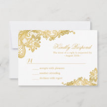 Elegante Gold Lace Wedding RSVP Card