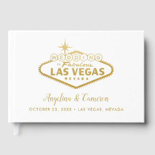 Elegante Gold Las Vegas Hochzeit in Urlaubsort Gästebuch