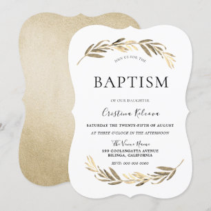 Elegante Gold Leaf Boy oder Girl Baptisse Christen Einladung