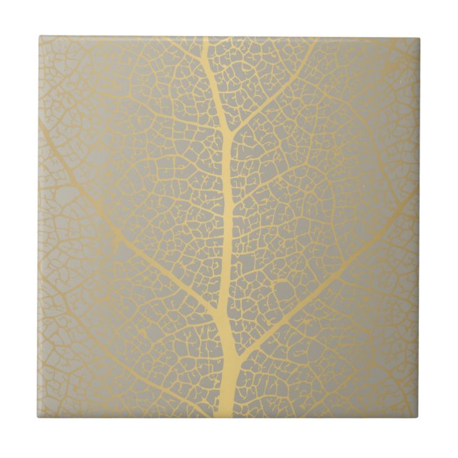 Elegante Gold Leaf Tree Muster Keramik Tile Fliese (Vorderseite)