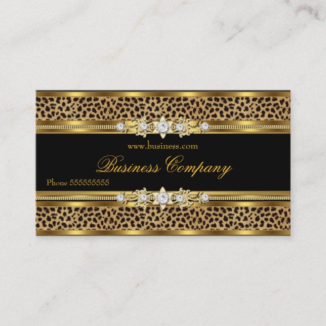Elegante Gold Leopard VERZIERT Visitenkarte (Vorderseite)