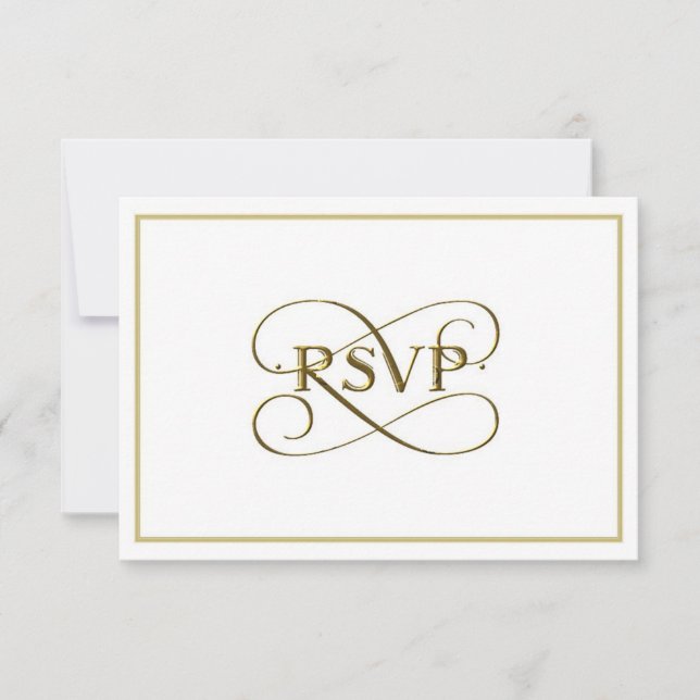 Elegante Gold Letters RSVP Cards (Vorderseite)