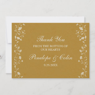 Elegante Gold Library Buchdecke Hochzeit Dankeskarte
