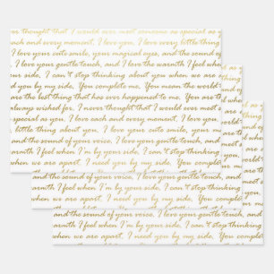 Elegante Gold Liebe Moderne Skripttypografie Hochz Geschenkpapier Set