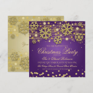 Elegante Gold & Lila Weihnachtsfeier Einladung