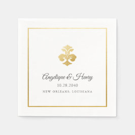 Elegante Gold Lilie Personalisiert Wedding Serviette