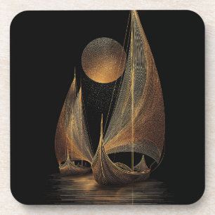 Elegante Gold Line Kunst, Dichtung und Musik Getränkeuntersetzer
