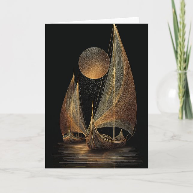 Elegante Gold Line Kunst, Dichtung und Musik Karte (Vorderseite)