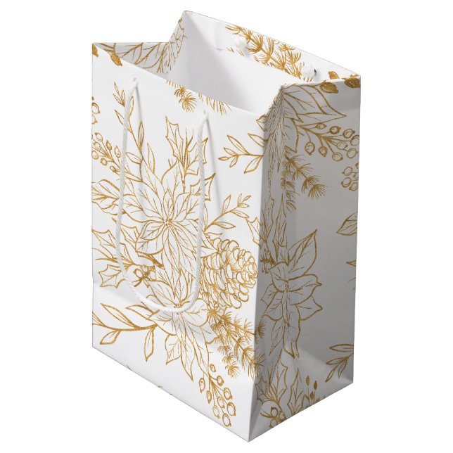 Elegante Gold Line Mittlere Geschenktüte (Vorderseite Schrägansicht)