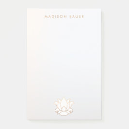 Elegante Gold Lined White Lotus Blume Post-it Klebezettel