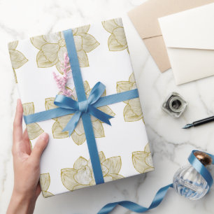 Elegante Gold-Linienkunst-Blumenhochzeitssuite Geschenkpapier