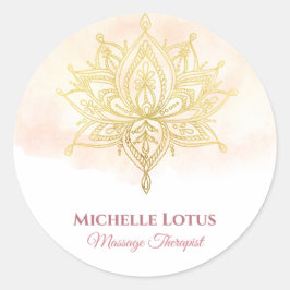 Elegante Gold Lotus Blume Rose Runder Aufkleber