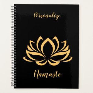 Elegante Gold Lotus Blume Zen Yoga Mit Monogramm Planer