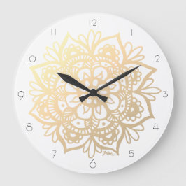 Elegante Gold Mandala Wall Clock Große Wanduhr