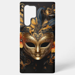 Elegante Gold Masquerade Maske mit Feathers Samsung Galaxy Hülle