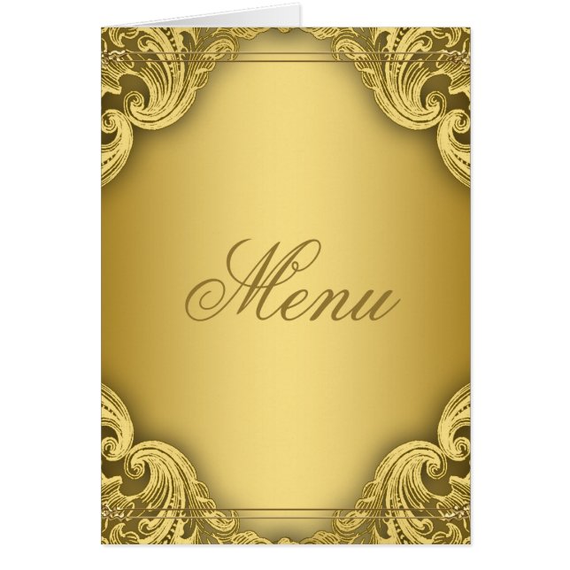 Elegante Gold Menü Cards (Vorne)