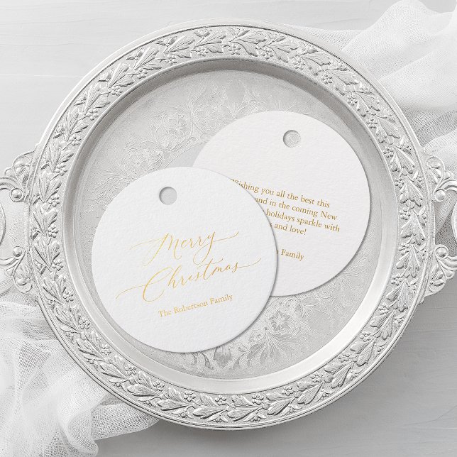 Elegante Gold "Merry Christmas" Geschenk Tag (Von Creator hochgeladen)