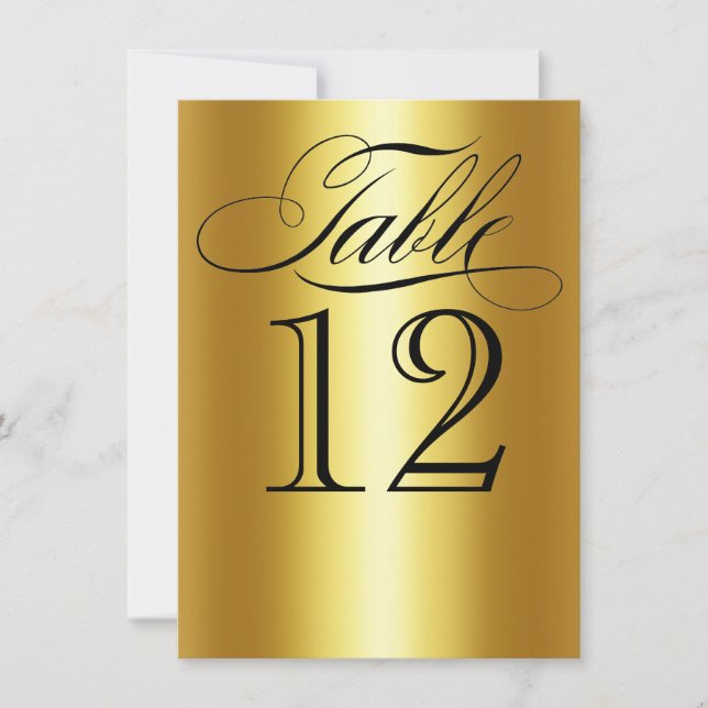 Elegante Gold Metallic Tischnummer Glam Bling (Vorderseite)