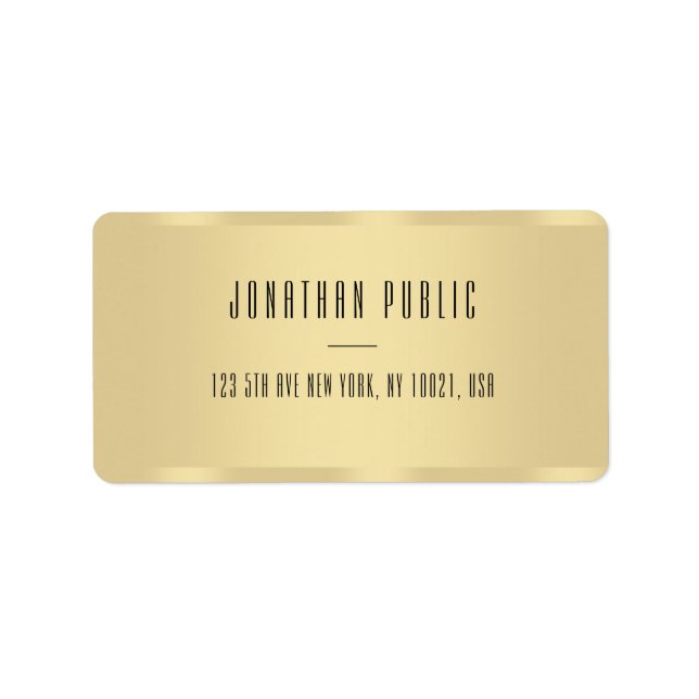 Elegante Gold Moderne Minimalistische Template-Adr Adressaufkleber (Vorne)