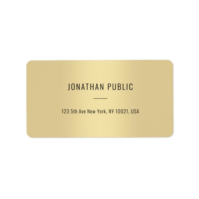 Elegante Gold Moderne Minimalistische Template-Adr Adressaufkleber (Vorne)