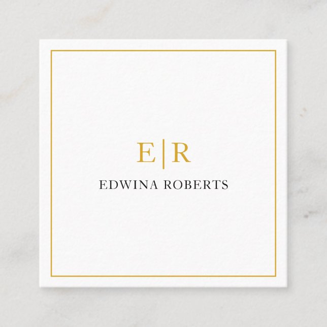 Elegante Gold Monogram Beruflich Quadratische Visitenkarte (Vorderseite)