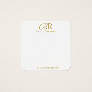 Elegante Gold Monogram Earring Display Card