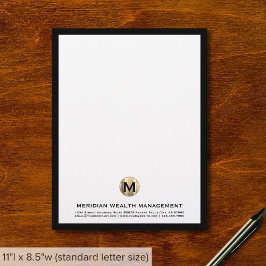 Elegante Gold Monogram Financial Planner Letterhea Briefbogen
