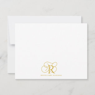 Elegante Gold Monogram Flat Note Card Mitteilungskarte